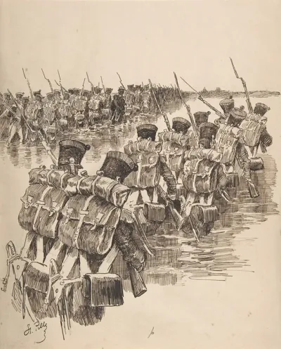 Soldiers Marching In Water
