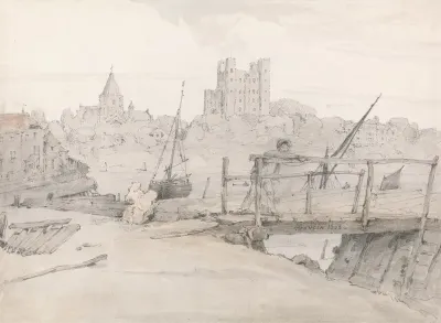 Southeast View Of Rochester Castle And The Cathedral