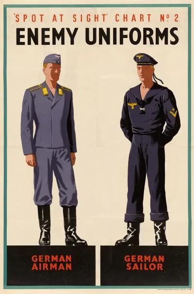 Spot At Sight Chart No 2 Enemy Uniforms German Airman German Sailor