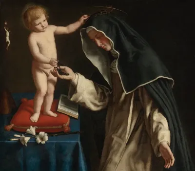 St Catherine Of Siena Receiving The Crown Of Thorns From The Christ Child