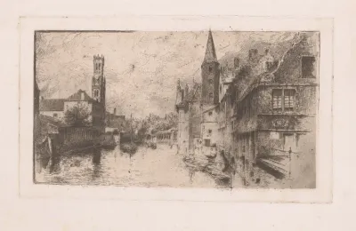 Stadsgezicht Met Gracht En Toren
