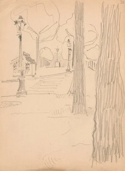 Stairs Lanterns And Trees