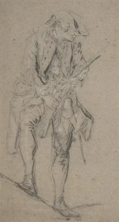 Standing Hunter Holding A Rifle