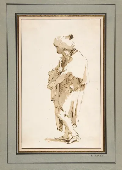 Standing Man In A Turban Holding A Sword