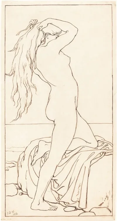 Standing Nude Binding Her Hair