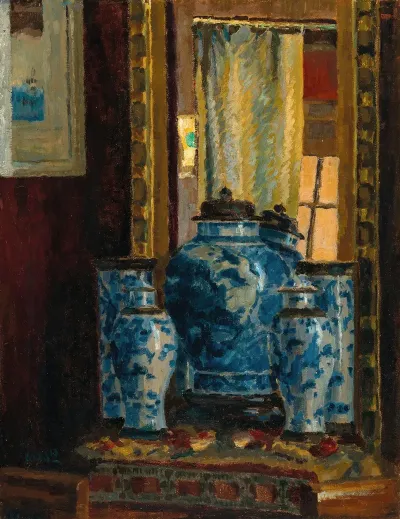 Still Life With An Asian Vase And A Mirror