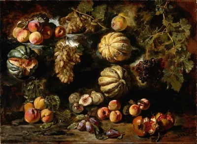 Still Life With Melons Peaches Figs And Grapes
