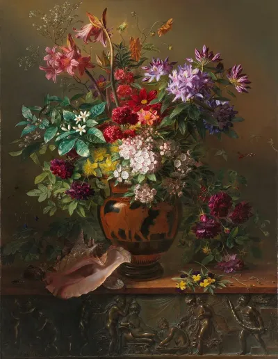 Stilleven Met Bloemen In Een Griekse Vaas Allegorie Op De Lente