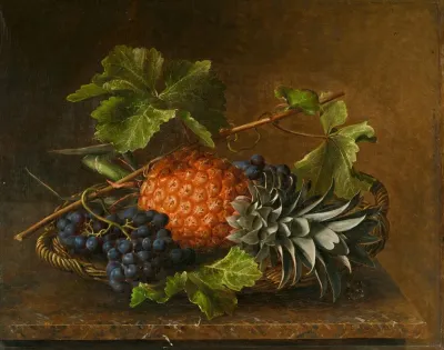 Stillleben Mit Ananas Und Trauben