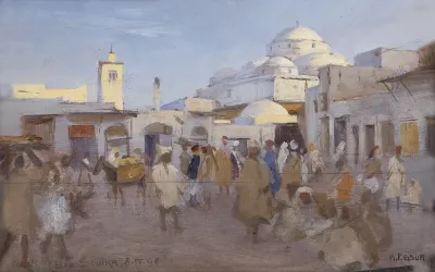Strasenszene Im Sonk Von Tunis
