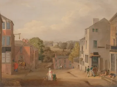 Street Scene In Chorley Lancashire With A View Of Chorley Hall