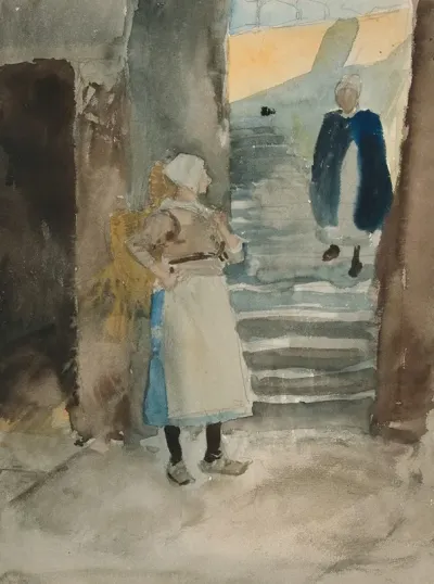 Street Scene With Two Fishwives