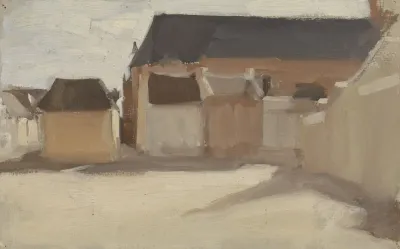 Studie Van Een Dorpspleintje Met Gebouwen