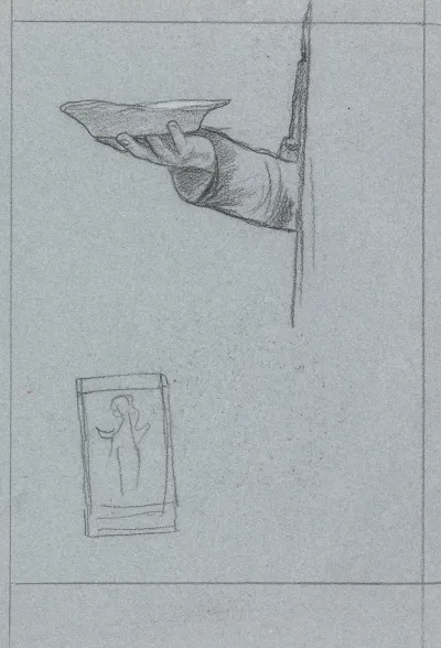 Studie Van Een Hand Met Een Schaaltje