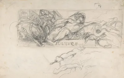 Studies Of Allegorical Figures And Architectural Sketches
