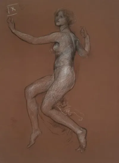 Study For Figure Of 9 Am For The Hours Mural For The State Capitol Building In Harrisburg Pennsylvania