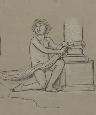 Study For Young Boy Crouching Next To Column