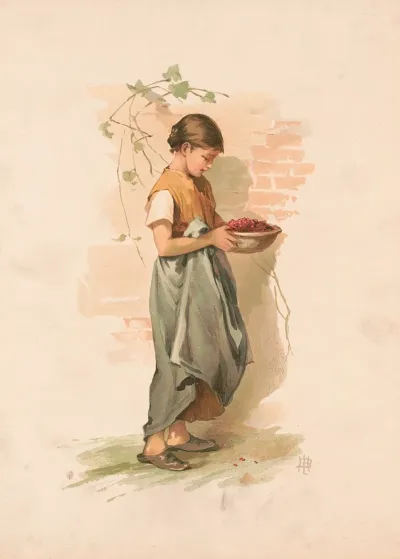 Study Girl Carrying Dish Of Berries 2