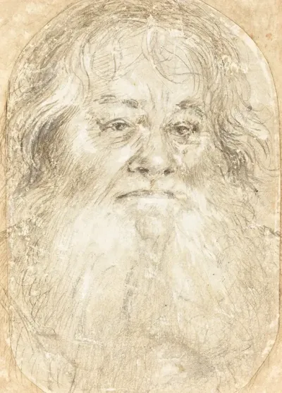 Study Of A Bearded Man Verso