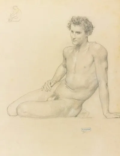 Study Of A Seated Man For Lete