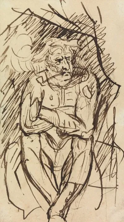 Study Of A Seated Man Smoking A Pipe