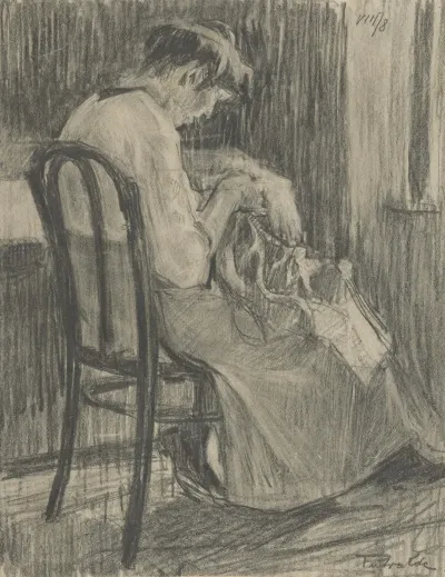 Study Of A Woman Sewing 2