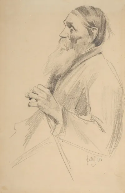 Study Of An Elderly Man With A Beard In Profile