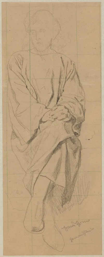 Study Of The Figure Of A Seated Man In A Long Robe With His Hands Resting On His Knees