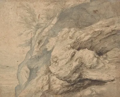 Study Of The Side Of A Rocky Cliff