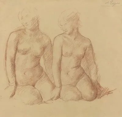 Study Of Two Figures Seated Side By Side