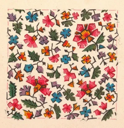 Stylized Floral Design For Printed Textile