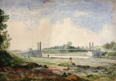 Suspension Bridge Over The Arno Near The Cascine Forence