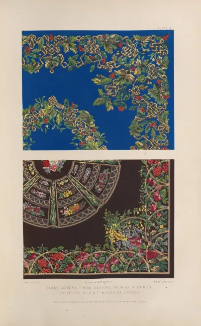 Table Covers From Designs By A Miss A Carey Exhibited In H T Woods Of London