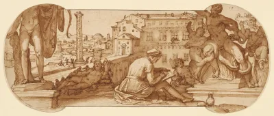 Taddeo In The Belvedere Court In The Vatican Drawing The Laocoon