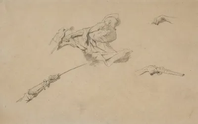 Tatar Mounting A Horse Studies Of Figures And Hands For The Painting Liberation Of Captives