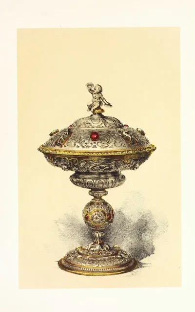 Tazza With Cover In Silver Set With Jewels