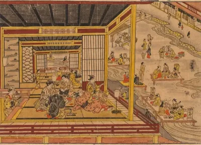 Tea House Beside The Kamo River In Kyoto