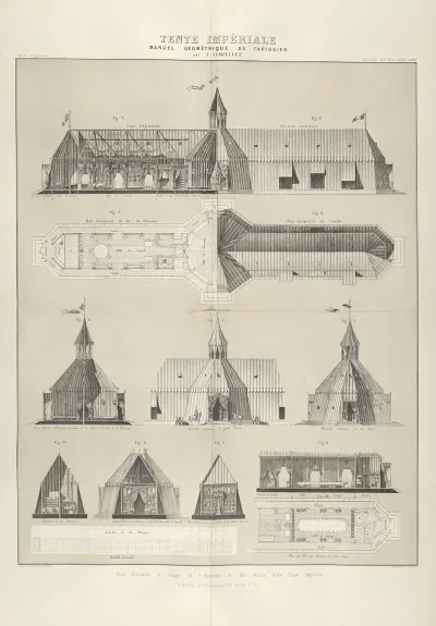 Tent Imperiale Plan Elevation Et Coupe De Lensemble Et Des Details Dune Tente Imperiale