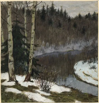 Thawed Patches In The Taiga Near Krasnoyarsk Early Spring