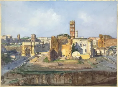 The Arch Of Titus And The Temple Of Venus And Rome Near The Roman Forum