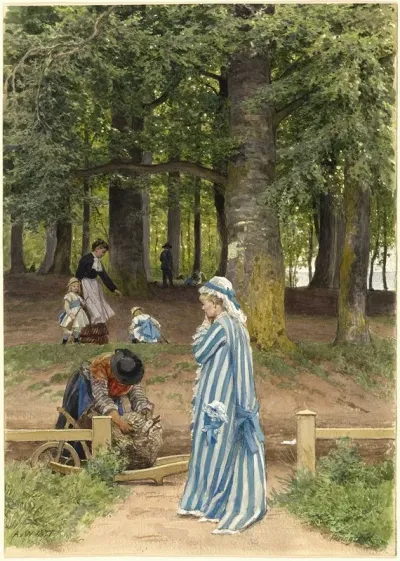 The Artists Wife And Daughters In A Park At Heringsdorf