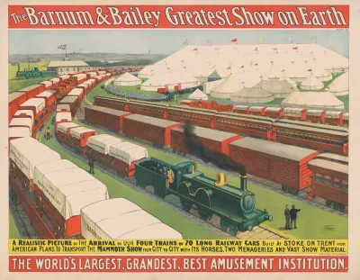 The Barnum Bailey Greatest Show On Earth A Realistic Picture Of The Arrival Of Our Four Trains
