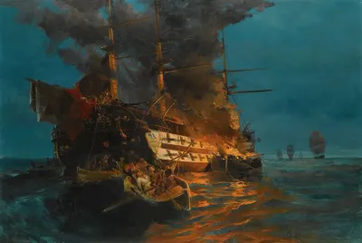 The Burning Of A Turkish Frigate