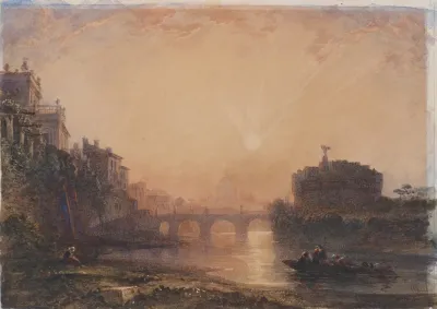 The Castel Santangelo Rome At Sunset