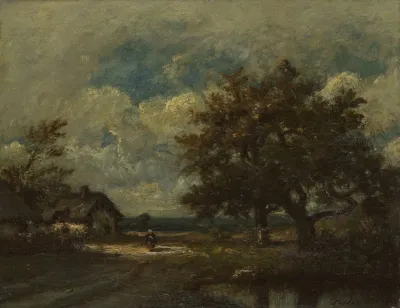 The Cottage By The Roadside Stormy Sky