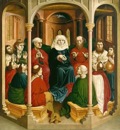 The Descent Of The Holy Spirit Pentecost The Wings Of The Wurzach Altar Left Panel