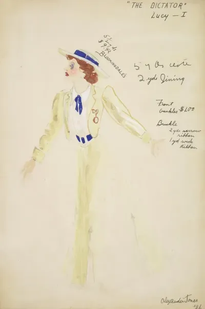 The Dictator Lucy I White Blouse Yellow Skirt Jacket Hat