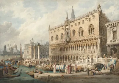 The Doges Palace And The Grand Canal Venice Looking West