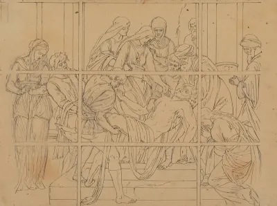 The Entombment Of Christ Study For A Stained Glass Window