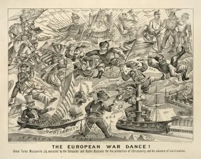 The European War Dance Great Turko Muscovite Jig Executed By The Cossacks And Bashi Bazouks For The Protection Of Christianity And The Advance Of Civilization